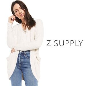 Z Supply Kaye Feather Knit Cardigan - Bone - Size Large